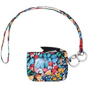 2896 Brentano Cotton Quilted Id Case Zipper Wallet With Lanyard For Keychain